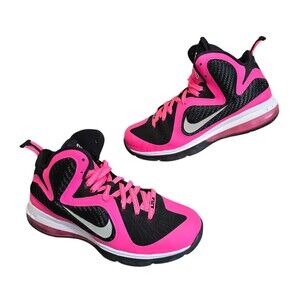 Nike LeBron 9 Shoes Youth Size 7Y Womens Size 8.5 Pink Black White Sneakers